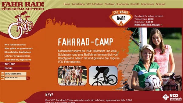 Das Online-Portal unterstützt die Fahrradkampagne und liefert wissenswerte Infos rund ums Fahrrad.