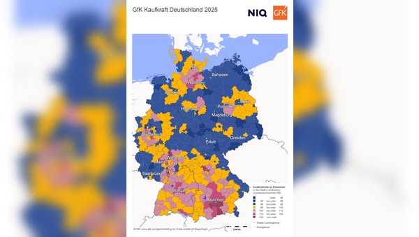 GfK Kaufkraft in Deutschland für 2025 - Grafik: GfK