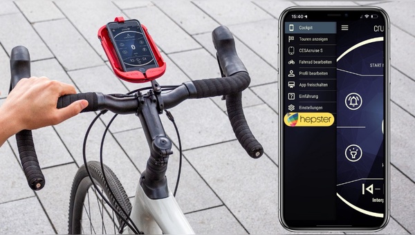 Die Cockpit-App schafft eine Verbindung zu Fahrradversicherer Hepster.