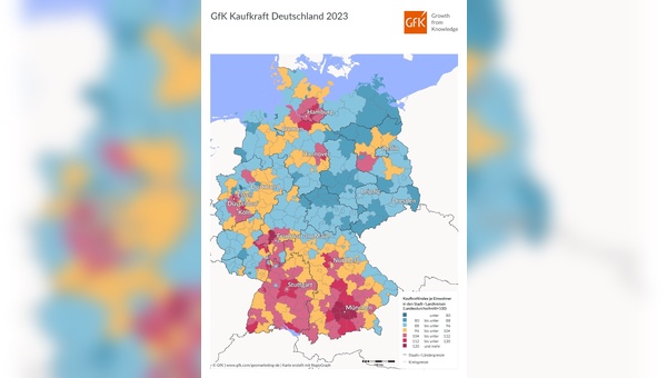 Die Kaufkraft der Deutschen steigt, jedoch ist die regionale Verteilung sehr unterschiedlich