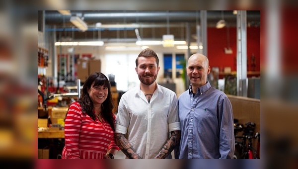 From left to right: Elayna Caldwell (MTB Brand Director), Duncan Riffle (MTB PR Coordinator) und Chris Zigmont (Road Brand Director)