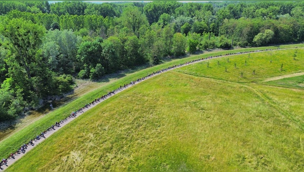 Weltrekord-Schlange zieht sich durch die Landschaft