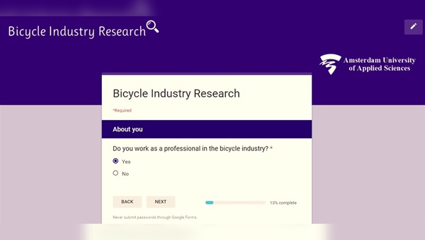 Fachleute aus der Fahrradindustrie sind zu dieser Online-Umfrage eingeladen.