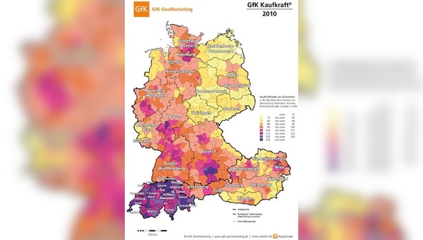 Regionale Kaufkraftverteilung in Deutschland, Österreich und der Schweiz