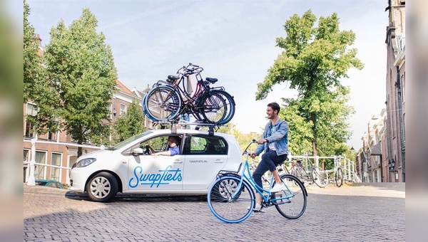 Die Farbe blau gehört zu den Swapfiets immer mit dazu.