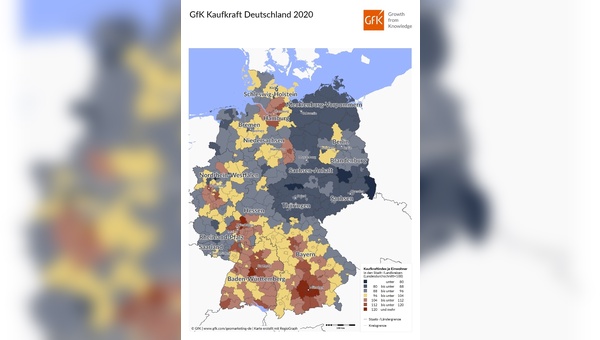 Die Kaufkraft ist in Deutschland regional unterschiedlich