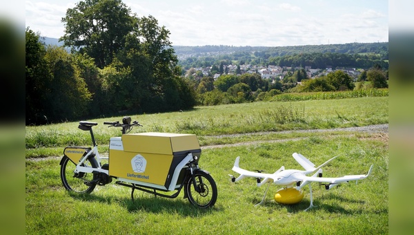 Cargobike und Drohne spielen in einem bundesweiten Projekt zusammen.