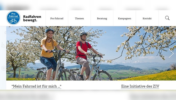 Die neue Webpräsenz von "Pro Fahrrad"