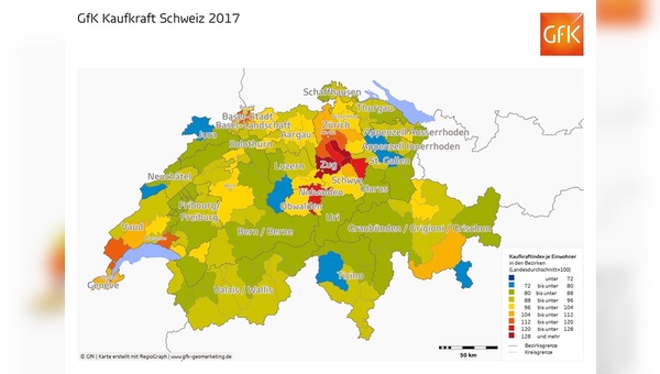 In der Schweiz geht die Schere auf höherem Niveau weiter auseinander...