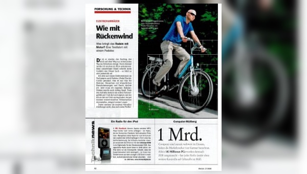 In einem zweiseitigen Artikel dreht sich alles ums E-Bike.