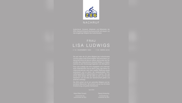 Nachruf der ZEG auf Frau Lisa Ludwigs