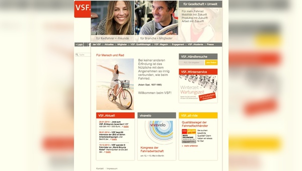 Die neu gestaltete Website