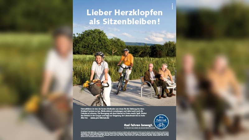 Zweirad-Industrie-Verband präsentiert Motiv „Gesundheit“ der Kampagne „Pro Fahrrad - Rad fahren bewegt.“ Zweirad-Industrie-Verband präsentiert Motiv „Gesundheit“ der Kampagne „Pro Fahrrad - Rad fahren bewegt.“