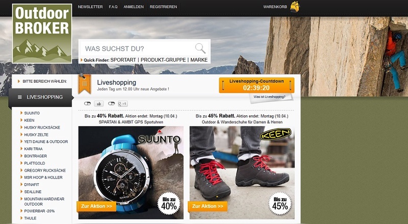 Liveshopping-Plattform Outdoor Broker