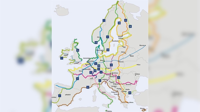 Eurovelo-Map - Fernradwege durch Europa