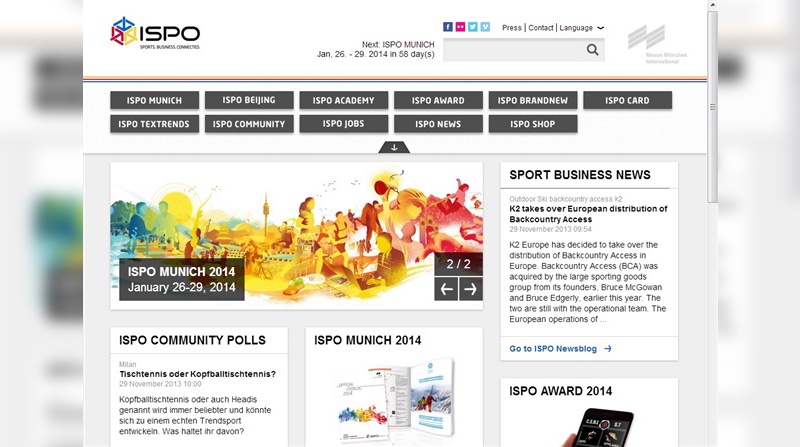 Die Website www.ispo.com