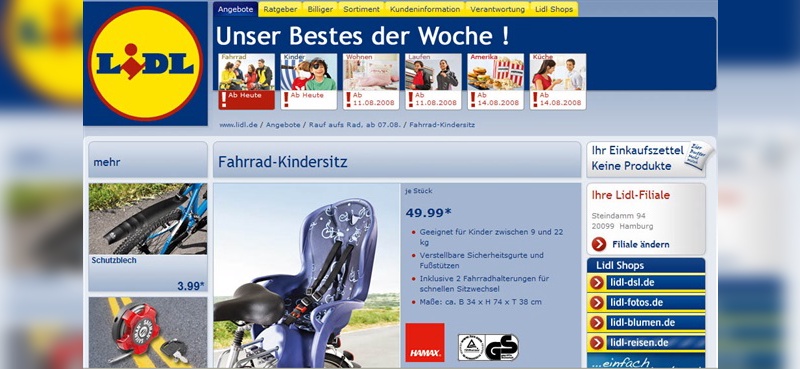 Ab heute werden über die Lidl-Filialen wieder Fahrradprodukte verkauft.