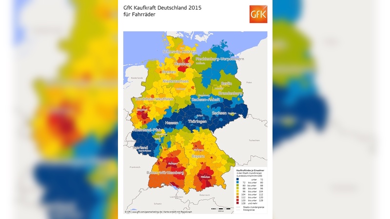 Sortimentskaufkraft für Fahrräder für 2015