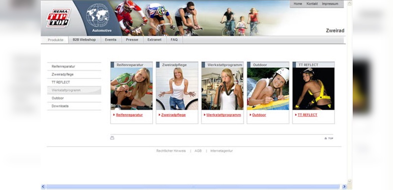 Informativ und übersichtlich: Der neugestaltete Zweiradbereich auf der Website von Rema Tip Top