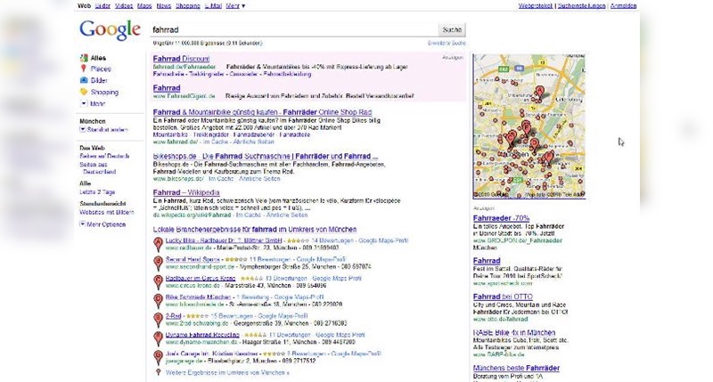 Der Suchbegriff Fahrrad ist bei Google heiß umkämpft.
