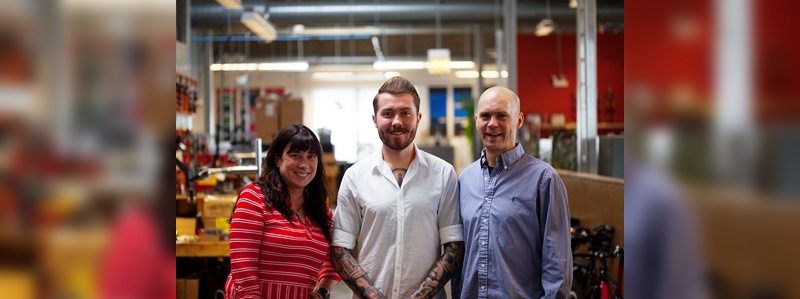 From left to right: Elayna Caldwell (MTB Brand Director), Duncan Riffle (MTB PR Coordinator) und Chris Zigmont (Road Brand Director)