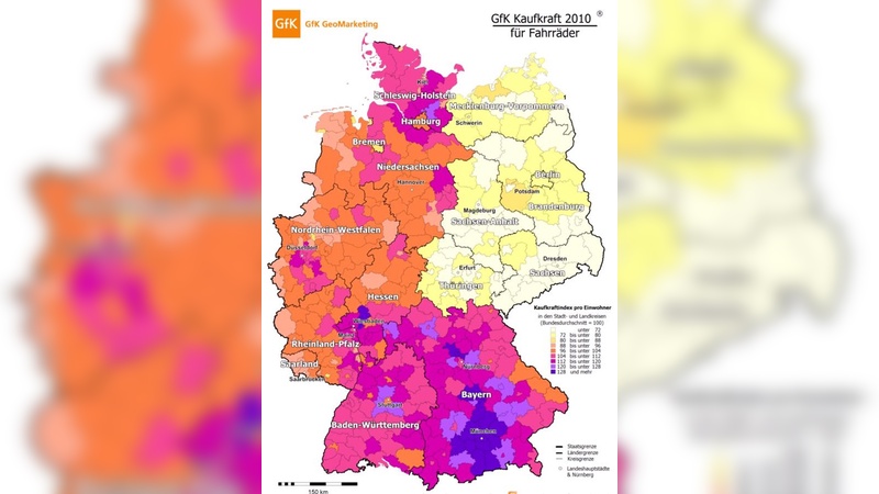 Grafik: GfK Kaufkraft für Sortimente im Einzelhandel 2010, GfK GeoMarketing