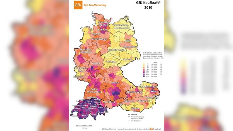 Regionale Kaufkraftverteilung in Deutschland, Österreich und der Schweiz