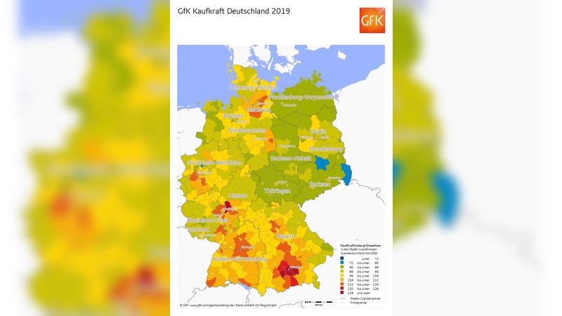 Die Verteilung der Kaufkraft ist regional unterschiedlich.