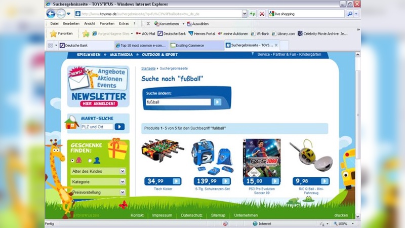 Toys-R-Us: Keine Fußbälle, keine beschreibenden Texte, aber hübsche Bilder