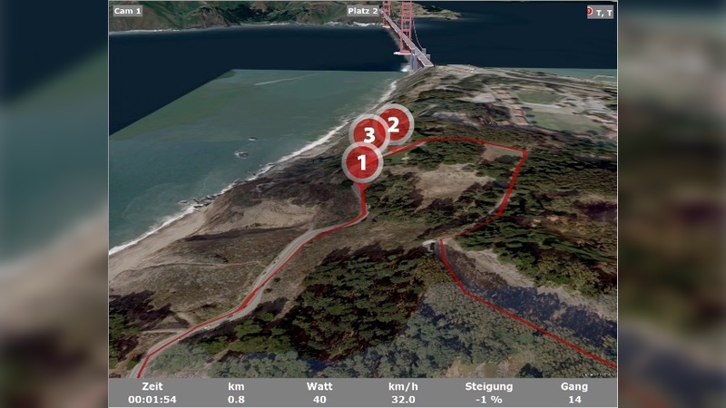 Mit Tour Concept 2.0 lassen sich Radtouren anhand von Satellitenbildern auf dem Ergometer nachfahren.