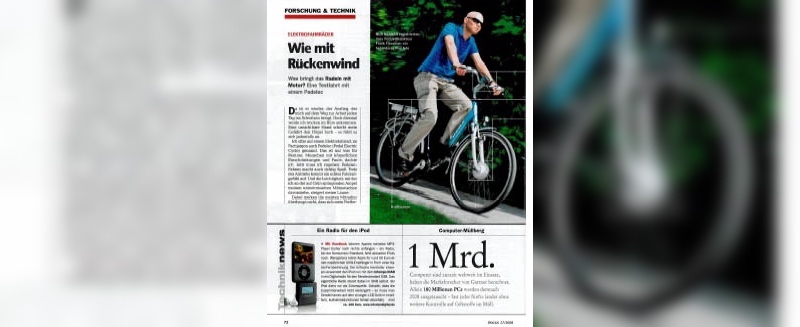 In einem zweiseitigen Artikel dreht sich alles ums E-Bike.