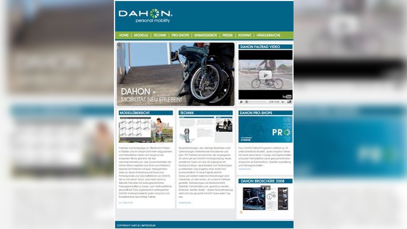 Hartje stellt eine hauseigene Website für Dahon-Falträder online.