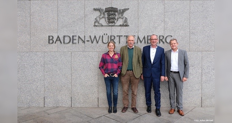 Die Vertreter der Unternehmer-Initiative in Berlin (von links): Antje von Dewitz (Outdoor-Ausrüster Vaude), Gottfried Härle (Brauerei Härle), Thomas Osswald (Autohaus Osswald), Markus Winter (Industriedienstleister IDS)