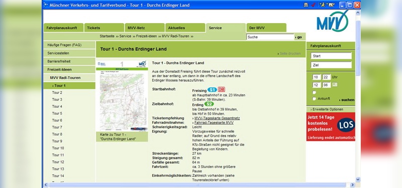 Ein Online-Portal macht Radfahren in und um München attraktiver.