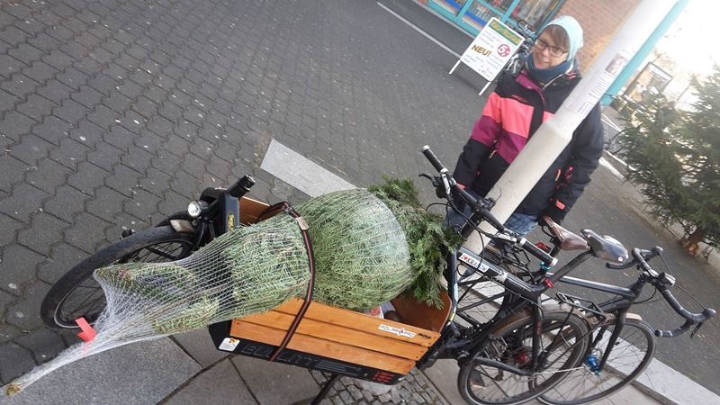 Weihnachtsbautransport - das geht nicht nur mit dem Cargobike.