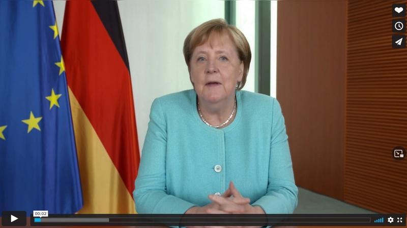 Angela Merkel mit einer Video-Botschaft zur Eroeffnung der Eurobike