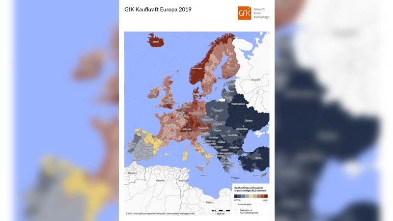 Die Kaufkraft in Europa für das Jahr 2019
