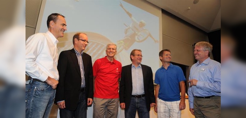 v.l. Mathias Seidler,  Derby Cycle AG, Thomas Kunz, VDZ, Robert Margevicius, Specialized , Siegfried Neuberger,  (ZIV),  Klaus Wellmann, Messe Friedrichshafen und Wolfgang Köhle, Pressesprecher der Messe Friedrichshafen.