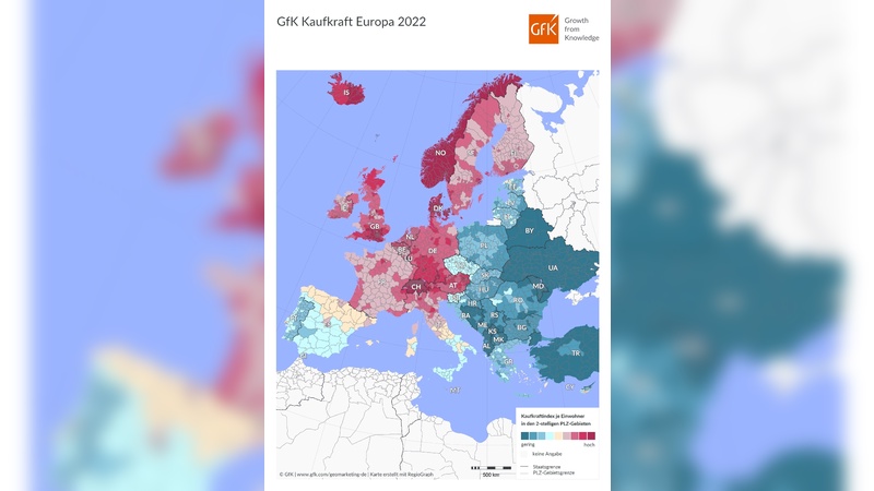 Kaufkraft in Europa für das Jahr 2022