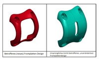 Linkes Design (zur Verdeutlichung in Rot) - betroffenes Design, Rechtes Design (in Grün) -ursprüngliches, nicht betroffenes Design.