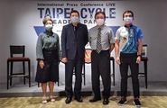 Maske auf heißt es auch in Taiwan: (von links): Bonny Tu von Giant, Walter Yeh von Taitra, Michael Tseng von Merida und Robert Wu von KMC.