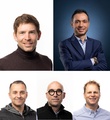 Auch das übrige Top-Management von Scott Sports ist eine Mischung aus bekannten Gesichtern und neuen Akteuren (im Uhrzeigersinn von oben links): Adrian Zahnd, Baris Alev, Reto Aeschbacher, Holger Klinter und Claudio Benelli.