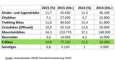 E-Bikes sind die großen Gewinner im verangenen Jahr