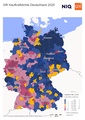 Kaufkrafdichte in Deutschland für das Jahr 2025 - Grafik: GfK