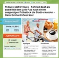 28 Deals für jeweils 15 Euro: Maximal 220 Euro bleiben bei Zweiräder Eckhardt für 56 verkaufte Frühstücke und verliehene Räder.