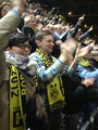 Wiebke Jahn und Robert Reck (Drahtesel Münster) beim Spiel Borussia Dortmund gegen Real Madrid